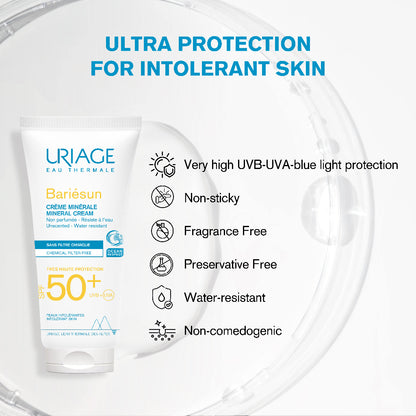 Uriage Bariesun Mineral Cream SPF50+ 100ml High Protection from UVA-UVB rays