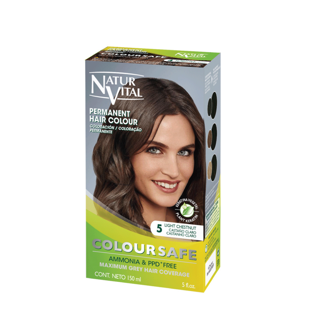 NaturVital ColourSafe Permanent Hair Dye - Light Chestnut (5)